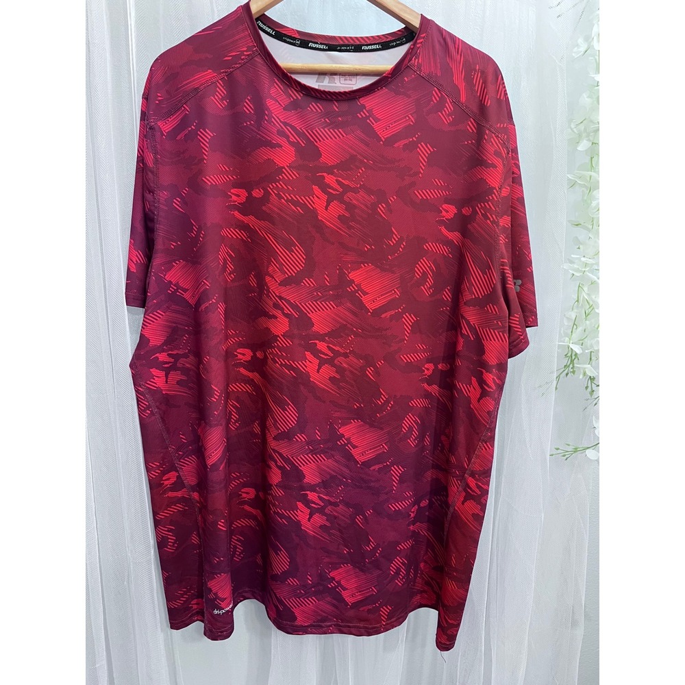 Russell Athletic Mens Dri-Power 360 Red Camo Performance T-Shirt 2XL XXL